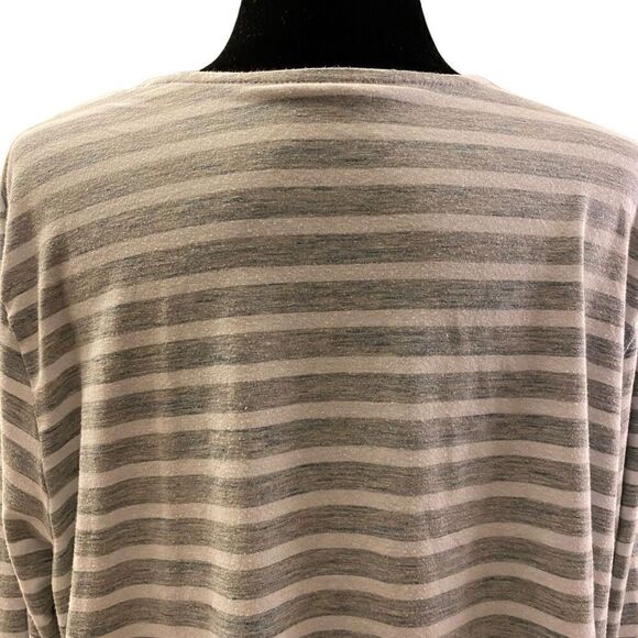 J. Jill Gray and White Striped Pure Jill Shirttail Long Sleeve Tee Sz 2X - Picture 8 of 13